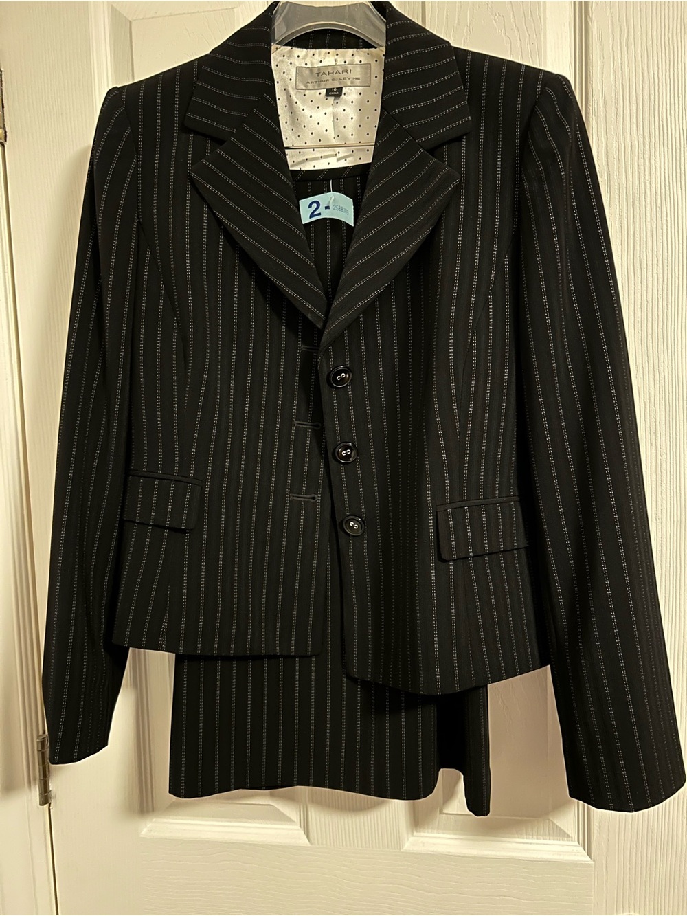 Black Pinstripe Women's Blazer and Skirt Set